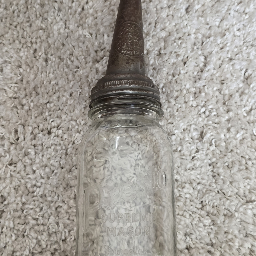Mason Clear Glass Jar with Metal Funnel Top - Clear and Brown